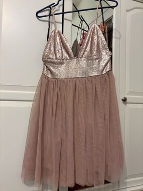 Forever 21 Rose Gold Sequin Bodice Tulle Party Dress